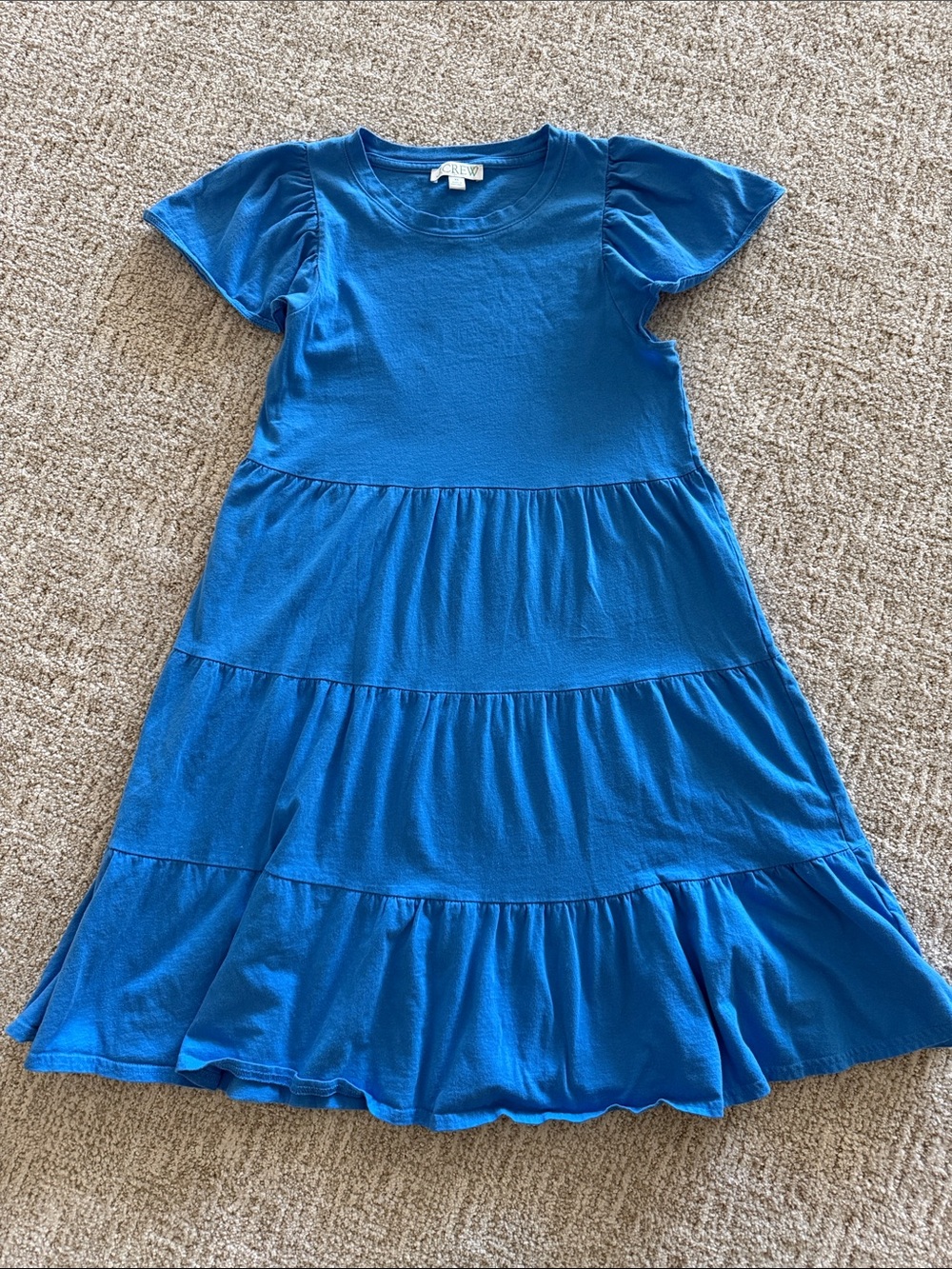 Women’s Blue Tiered Knit Dress - Short Sleeve